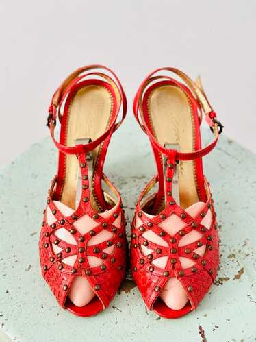 Vintage red Vince Camuto stud heels