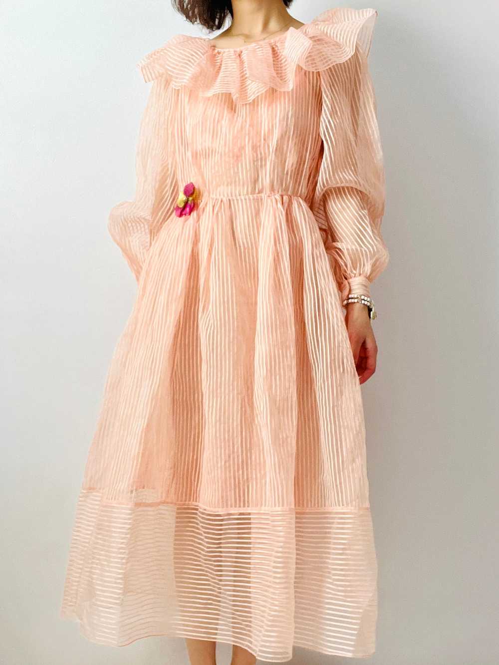 Vintage pink 1950s sheer organza dress - image 10