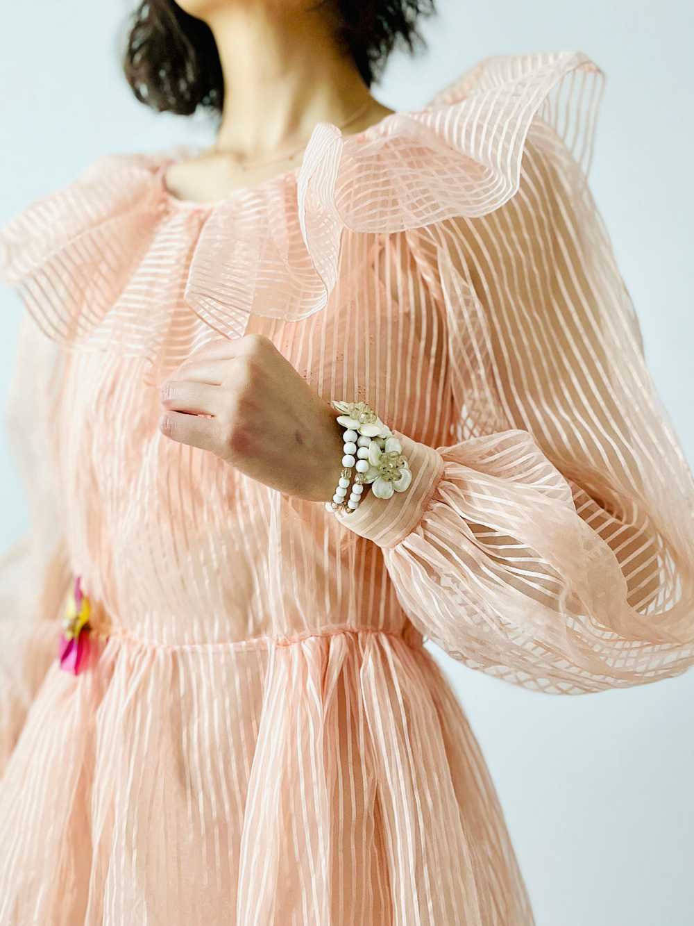 Vintage pink 1950s sheer organza dress - image 3