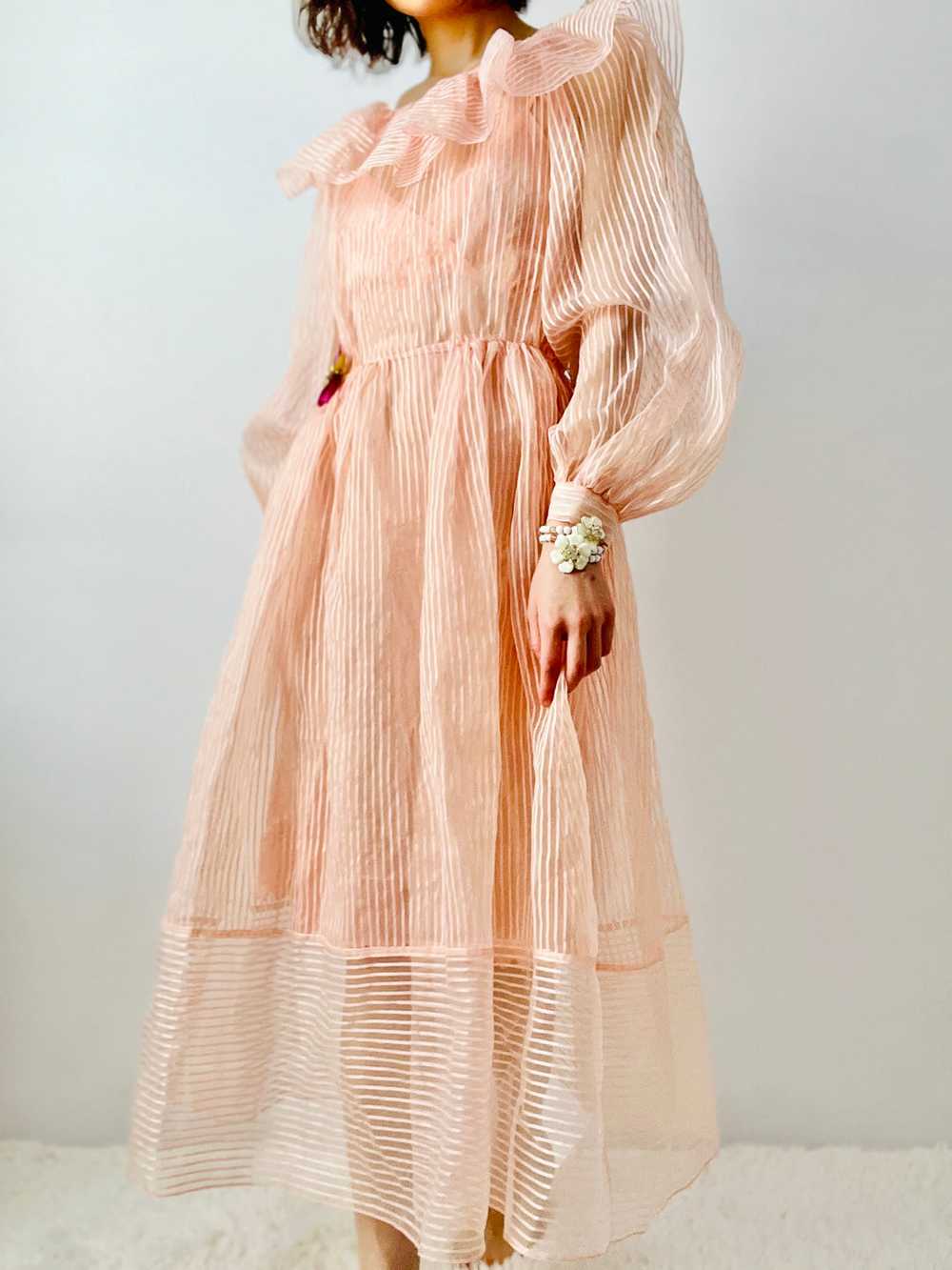 Vintage pink 1950s sheer organza dress - image 5