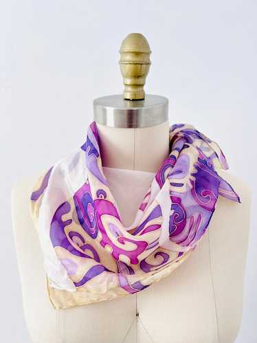 Vintage abstract purple silk scarf/bandana