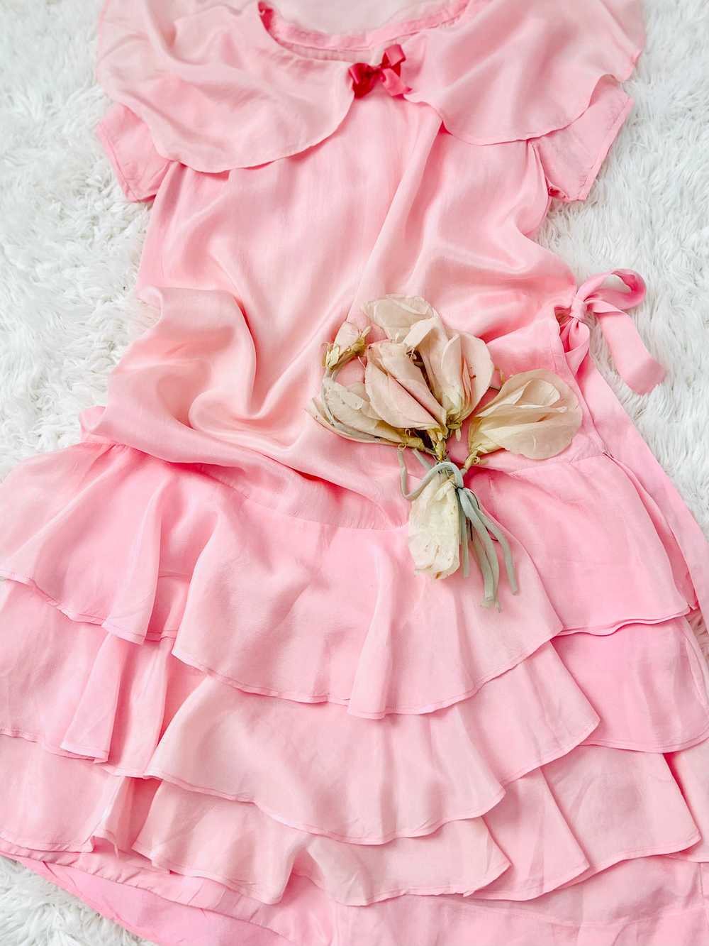 Vintage 1920s pink silk dress - image 2