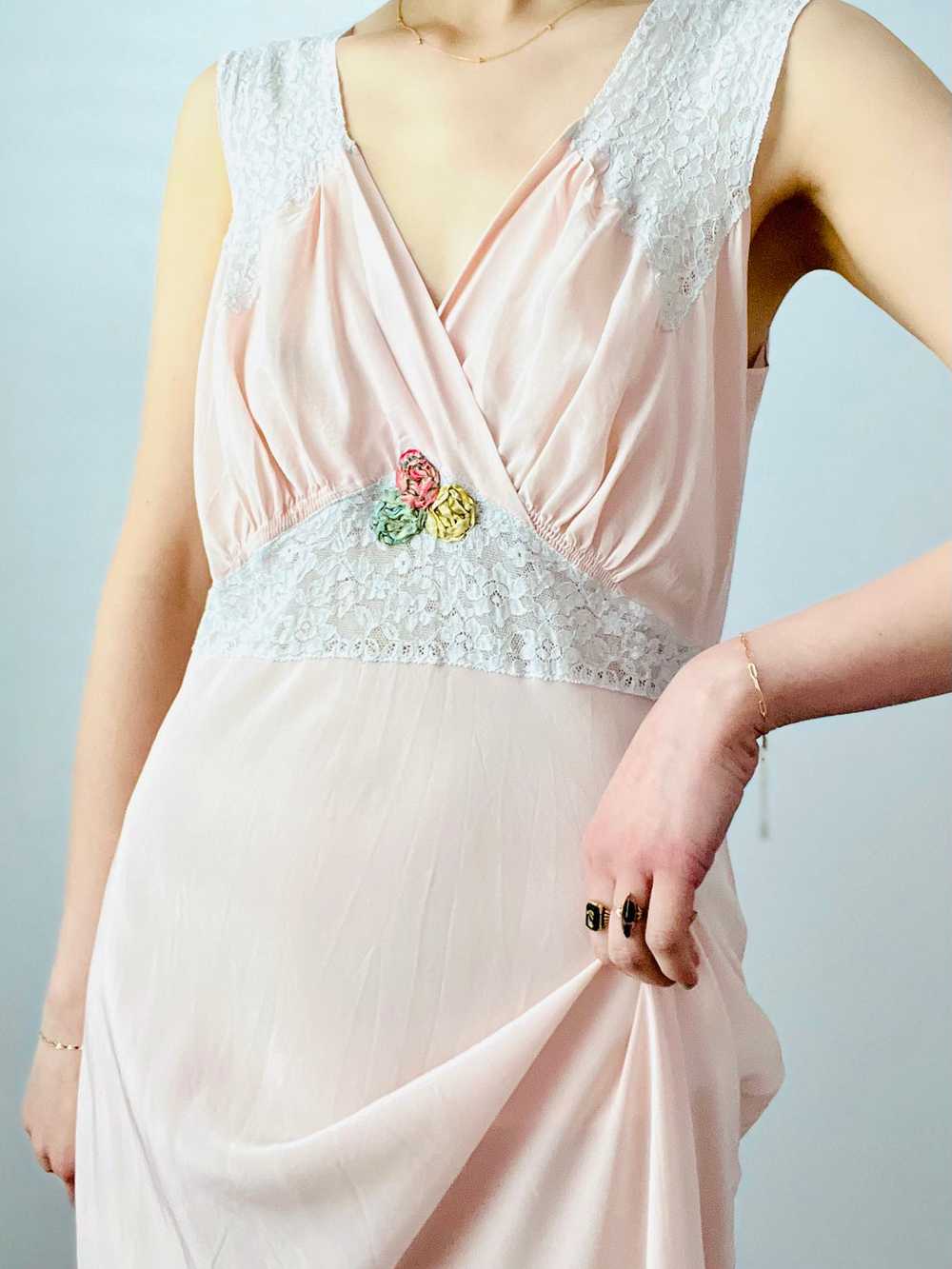 Vintage 1930s pink rayon lingerie dress - image 5
