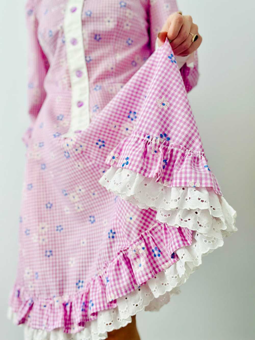 Vintage 1960s lilac gingham dress - image 4