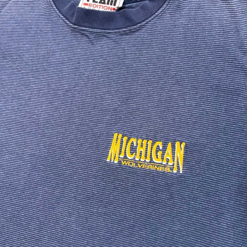 Vintage 90s Michigan Wolverines Striped Shirt Sin… - image 1