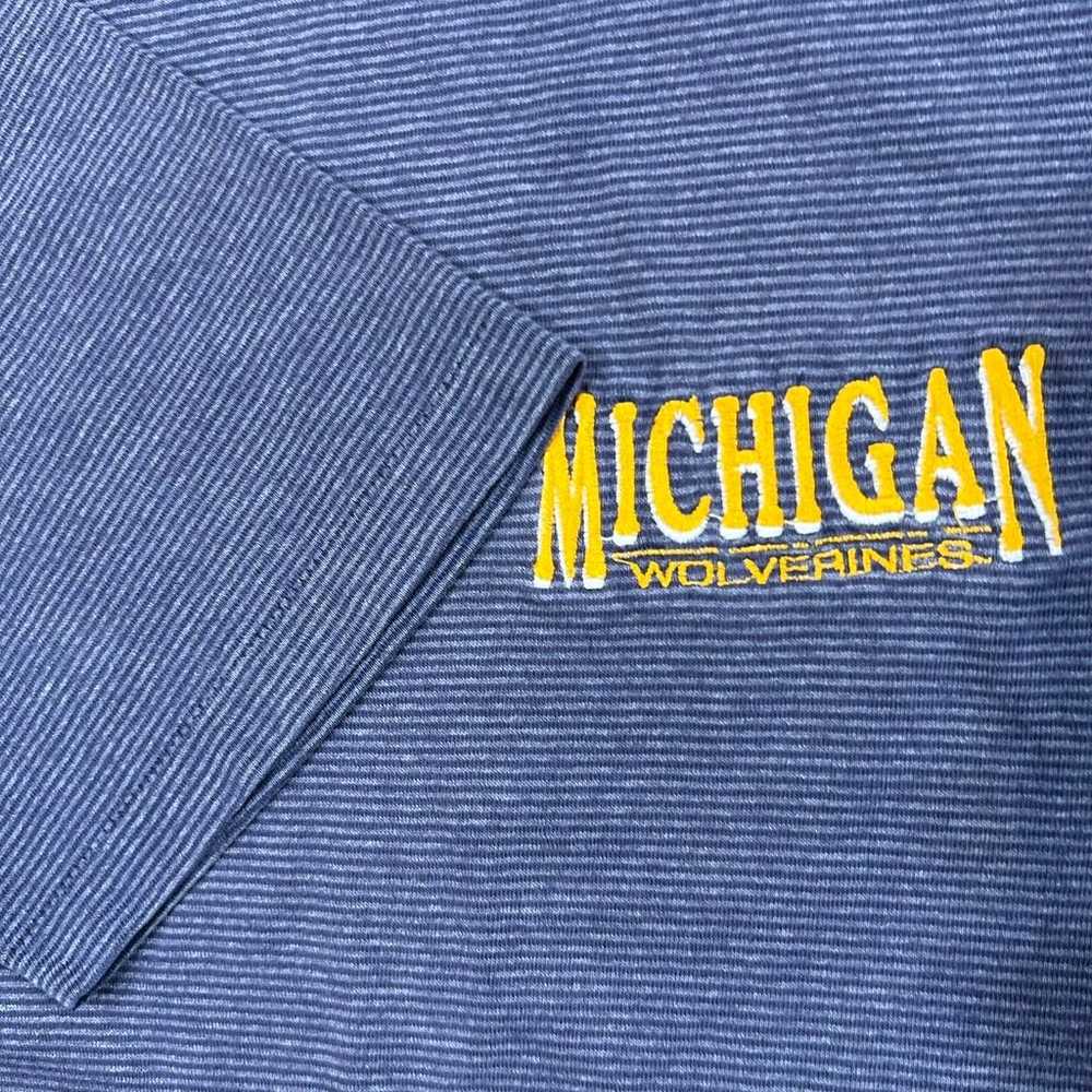 Vintage 90s Michigan Wolverines Striped Shirt Sin… - image 3