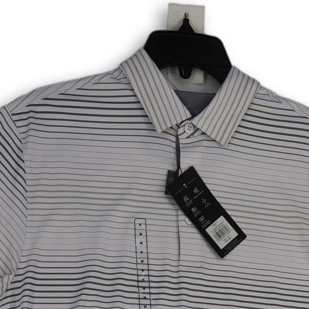 NWT Mens White Gray Striped Spread Collar Short S… - image 3