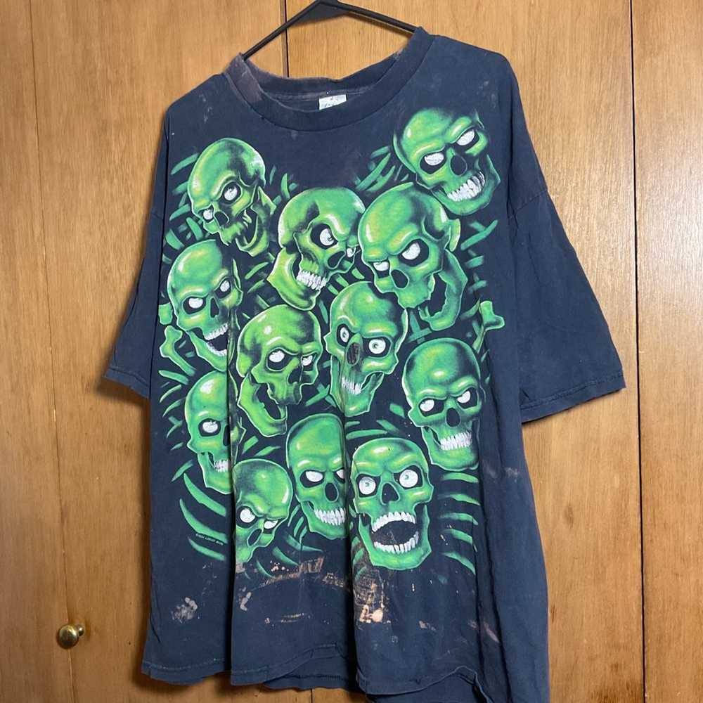 Vintage 2001 Liquid Blue Skulls Shirt - image 8