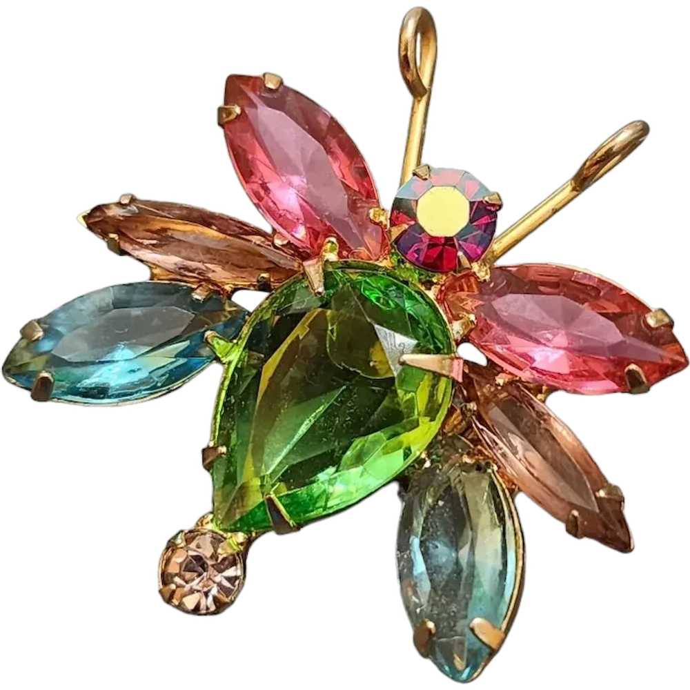 Vintage Glass Butterfly Brooch (A3934) - image 1
