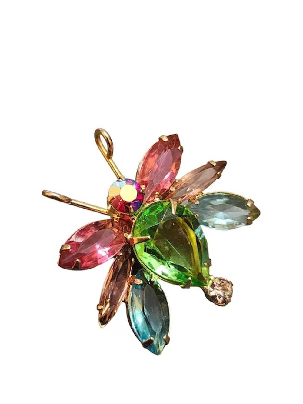 Vintage Glass Butterfly Brooch (A3934) - image 2