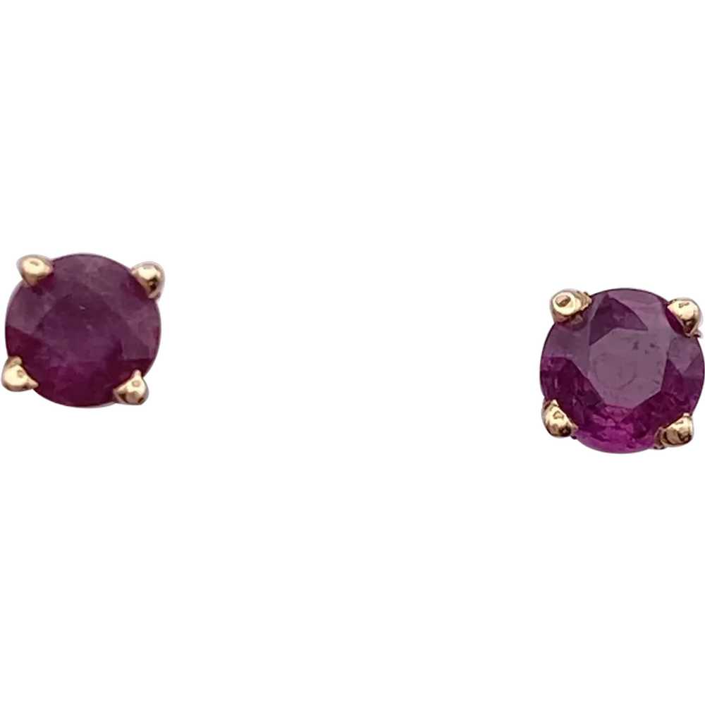 Natural Ruby Stud Earrings 14K Gold .70 Carat TW - image 1