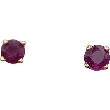 Natural Ruby Stud Earrings 14K Gold .70 Carat TW - image 1
