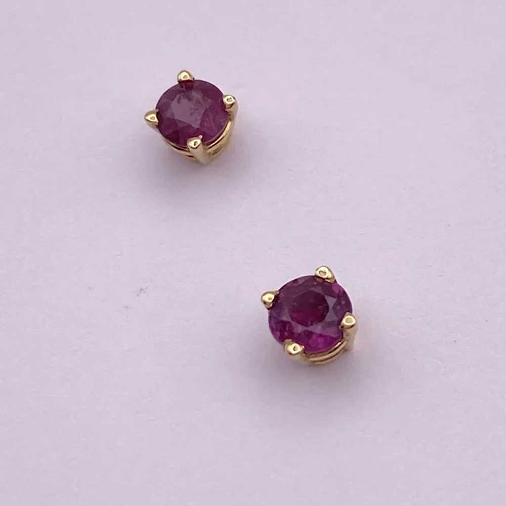 Natural Ruby Stud Earrings 14K Gold .70 Carat TW - image 2