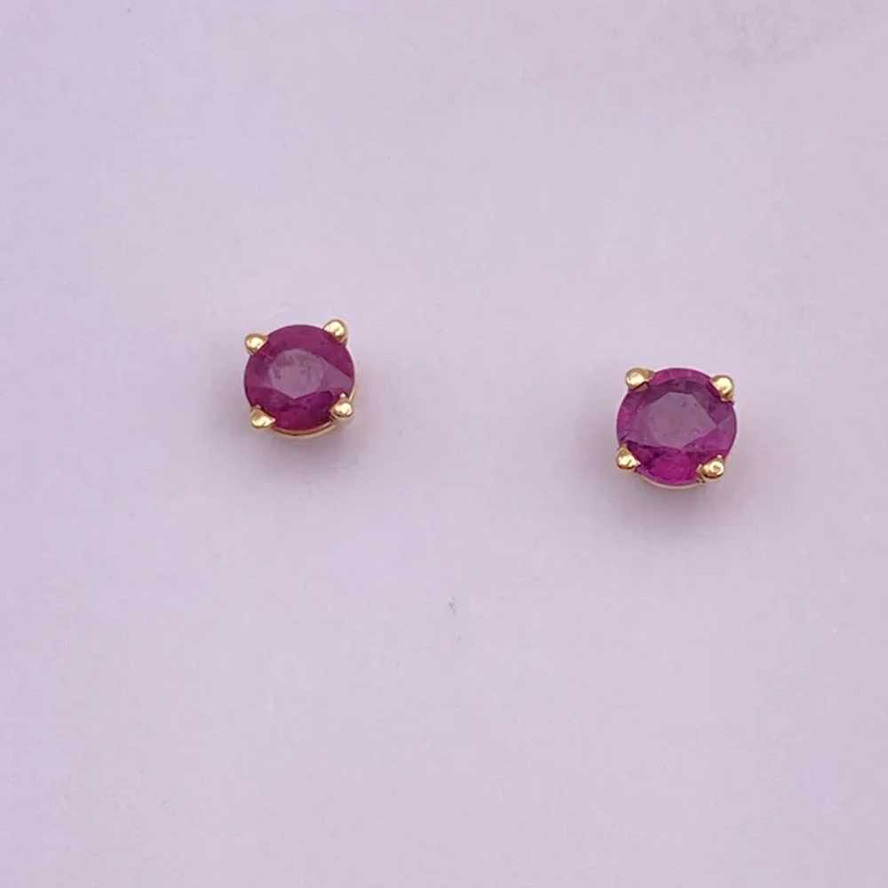 Natural Ruby Stud Earrings 14K Gold .70 Carat TW - image 3