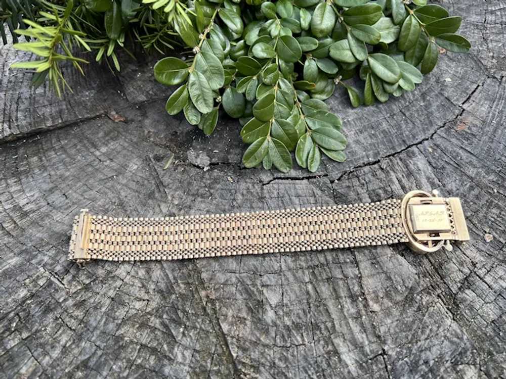 14K Yellow Gold Retro Buckle Bracelet Watch - image 11