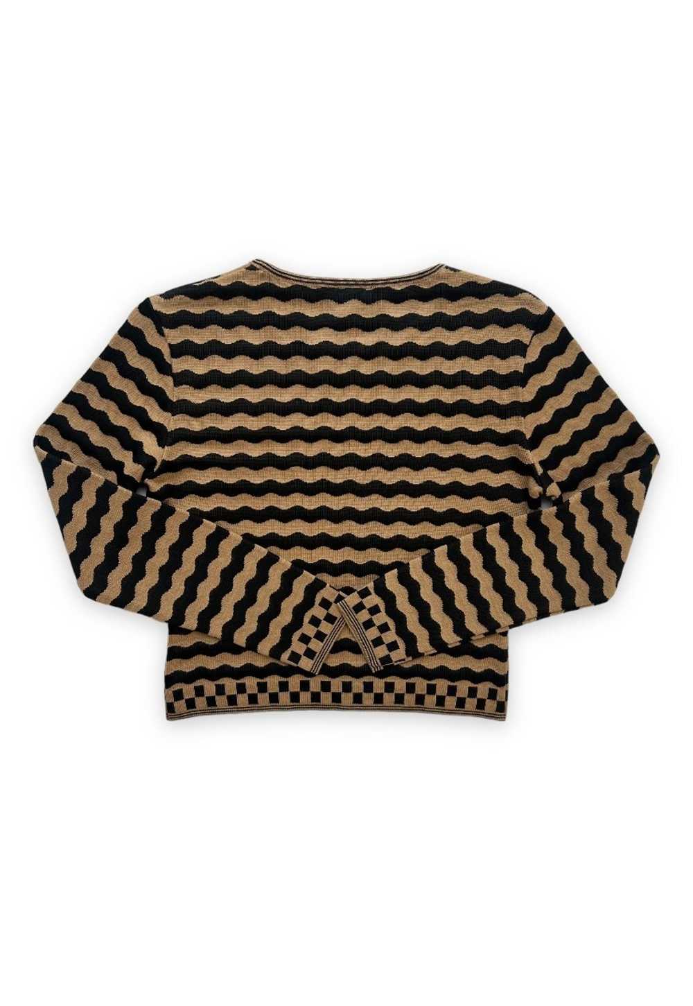 Vintage Fendi top knit crop jumper FF stripe beig… - image 3