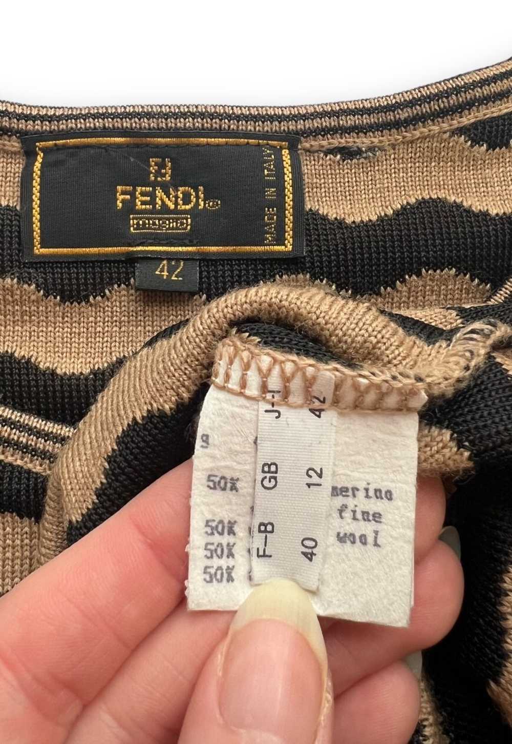 Vintage Fendi top knit crop jumper FF stripe beig… - image 5