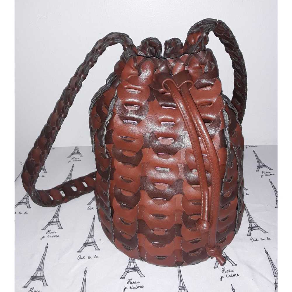 Vintage Bucket Handbag 60's-70's Leather Hand Cra… - image 1