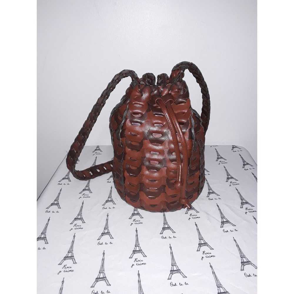 Vintage Bucket Handbag 60's-70's Leather Hand Cra… - image 7