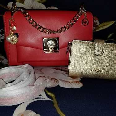 Michael Kors Red Lita Medium Leather Crossbodyw/w… - image 1