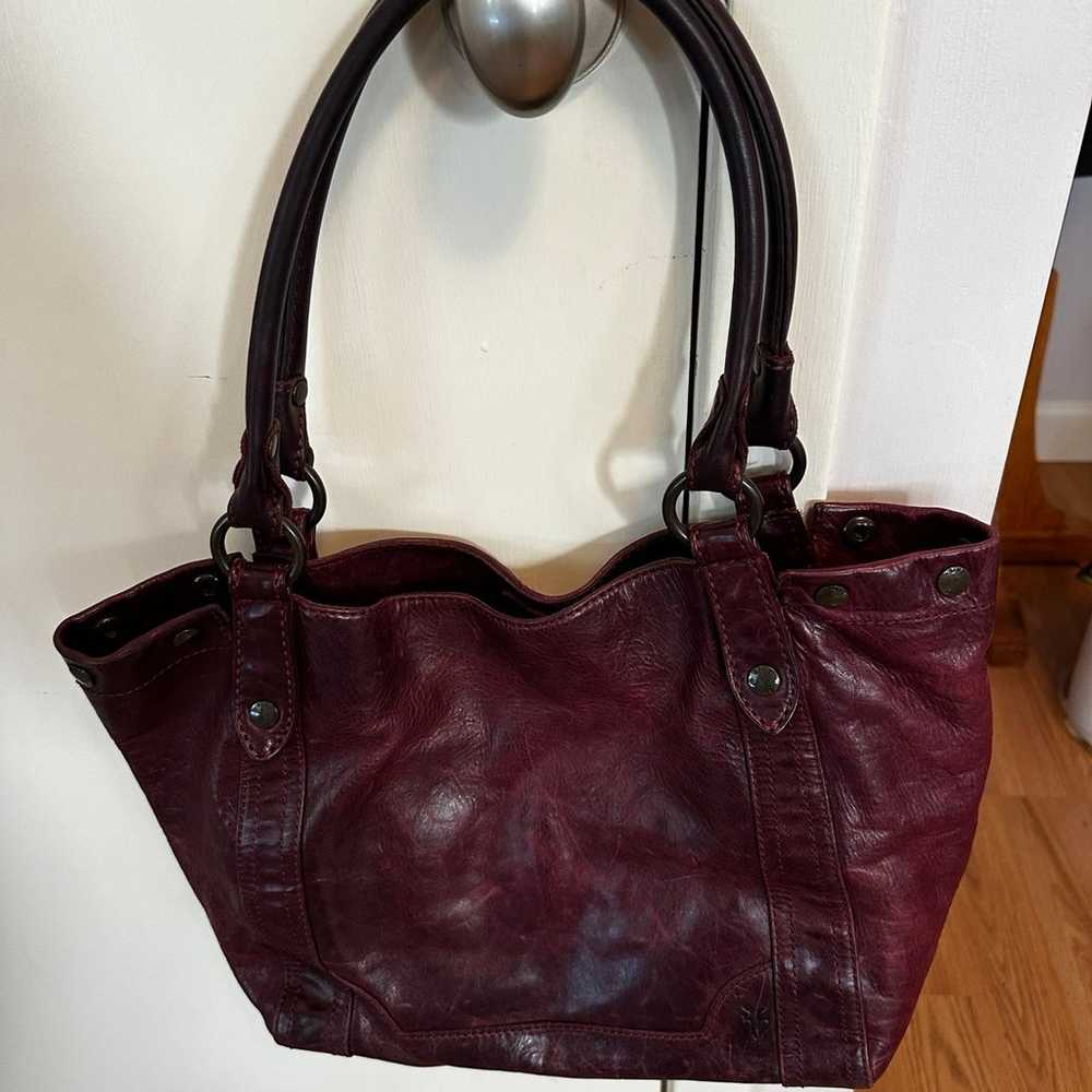 FRYE Melissa Shoulder Bag tote Merlot Wine Pull u… - image 9