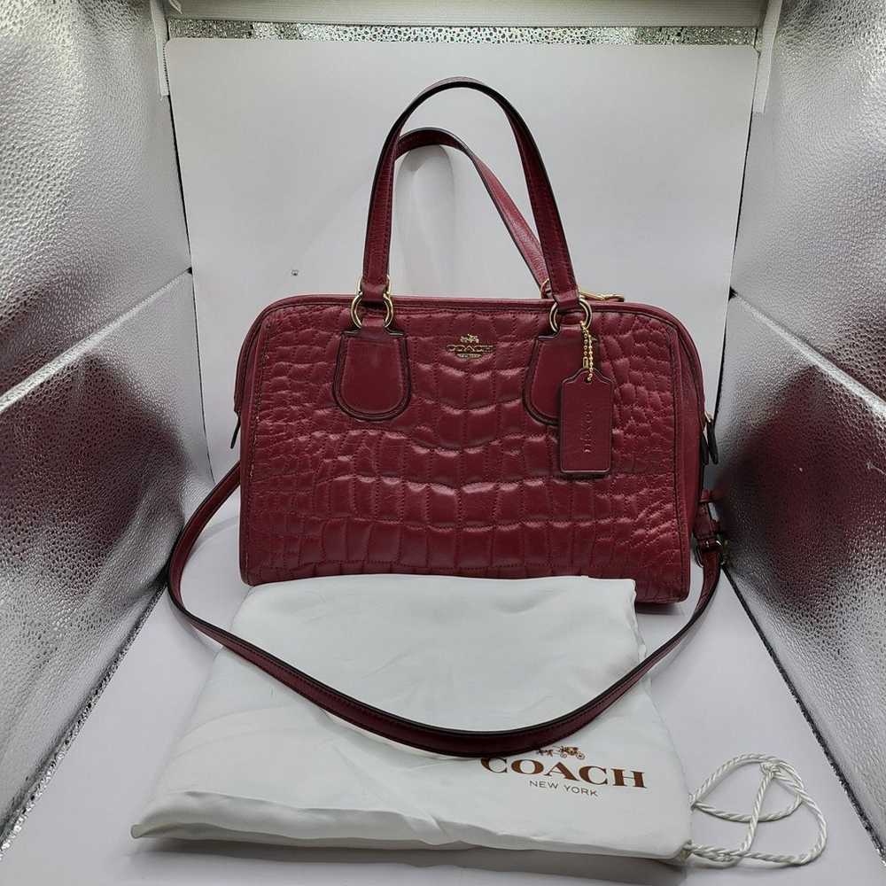 Coach Red Nolita Satchel Quilted Croc Leather Han… - image 1