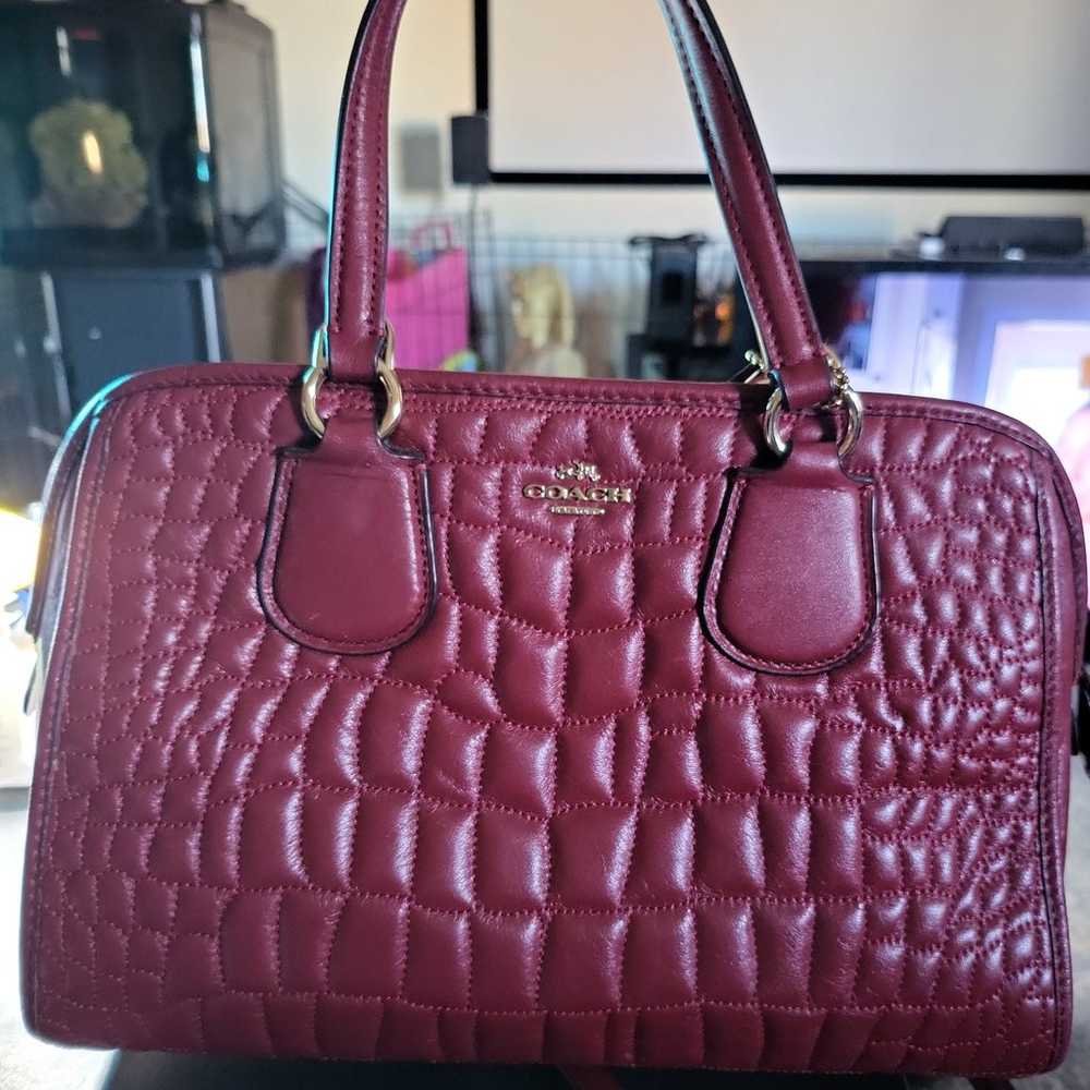 Coach Red Nolita Satchel Quilted Croc Leather Han… - image 2