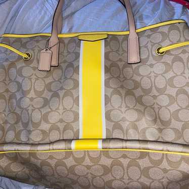 Coach signature brown and yellow shoulder bag - image 1