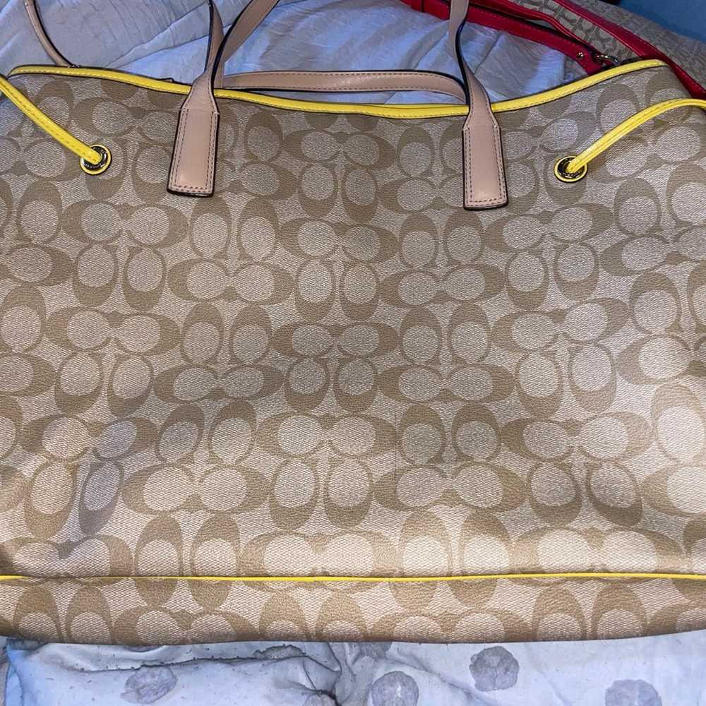 Coach signature brown and yellow shoulder bag - image 2