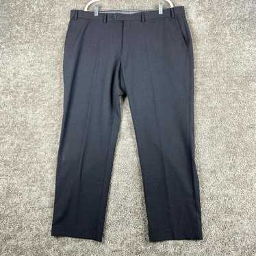 Chaps Mens Wool Pleated Pinstripe Zip Up Dress Pants Black Size 34