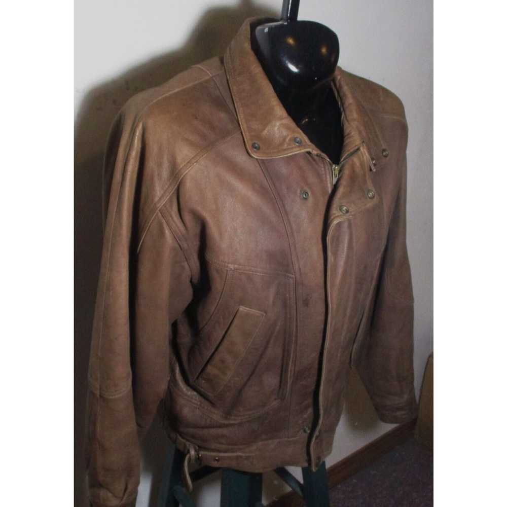 Vintage Men's GEORGETOWN Leather Brown Full Zip 1… - image 3