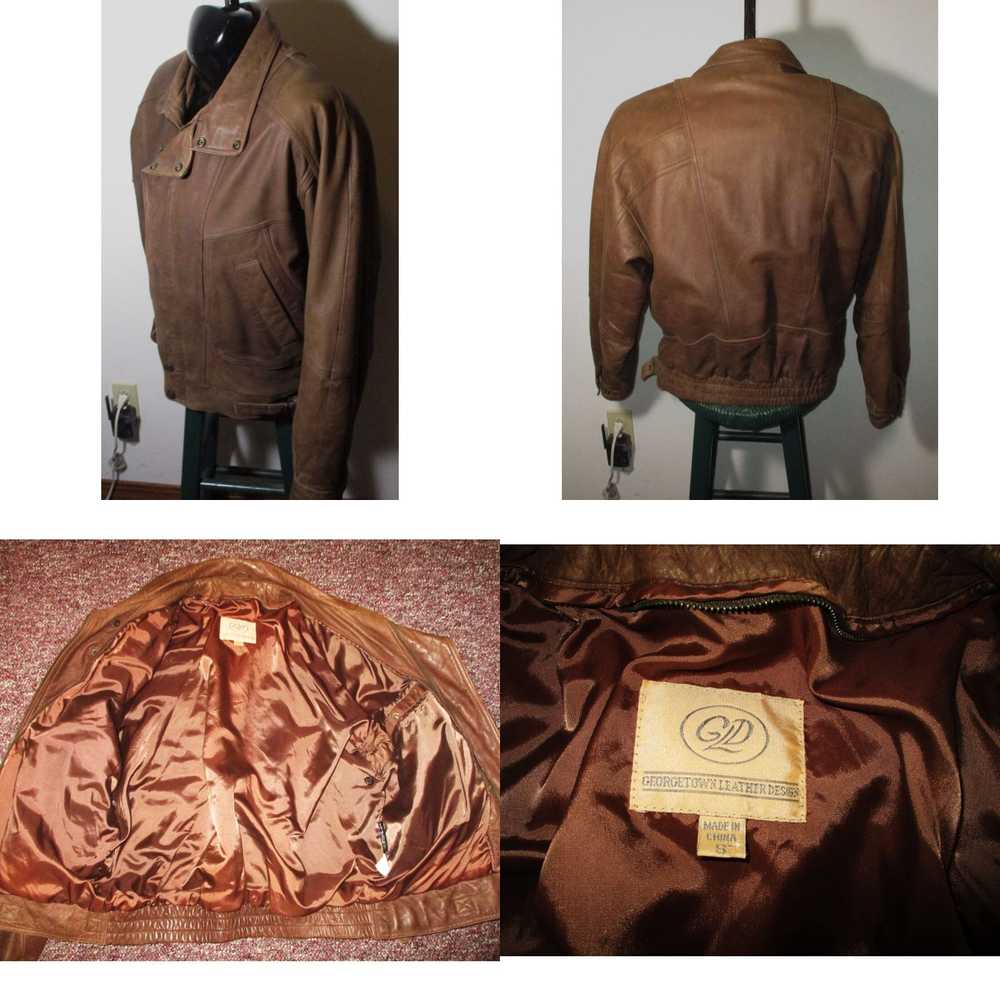 Vintage Men's GEORGETOWN Leather Brown Full Zip 1… - image 4