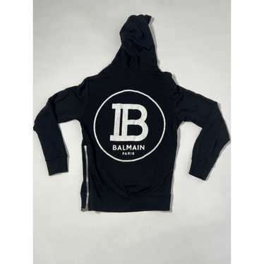 Balmain BALMAIN Logo-Print Cotton-Hoodie Black S