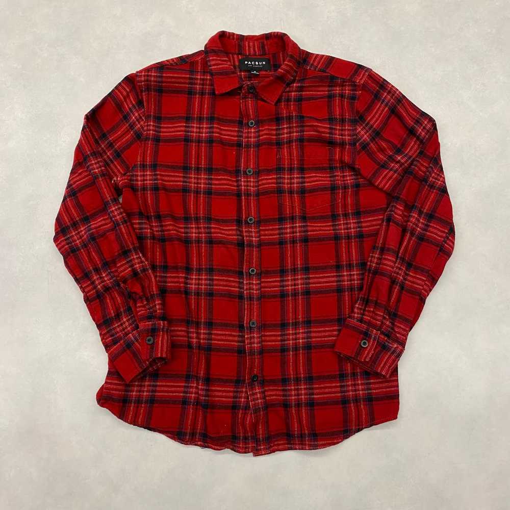 Pacsun Pocket Plaid Flannel Shirt (Red/Black, siz… - image 1