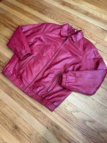 Rare × Vintage 90s Vintage Red Genuine Leather Ja… - image 1