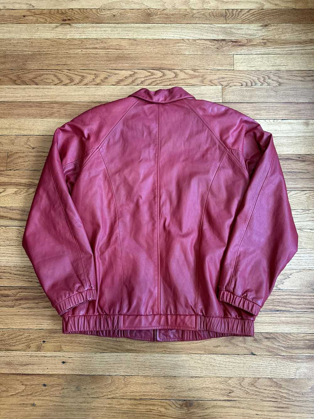 Rare × Vintage 90s Vintage Red Genuine Leather Ja… - image 2