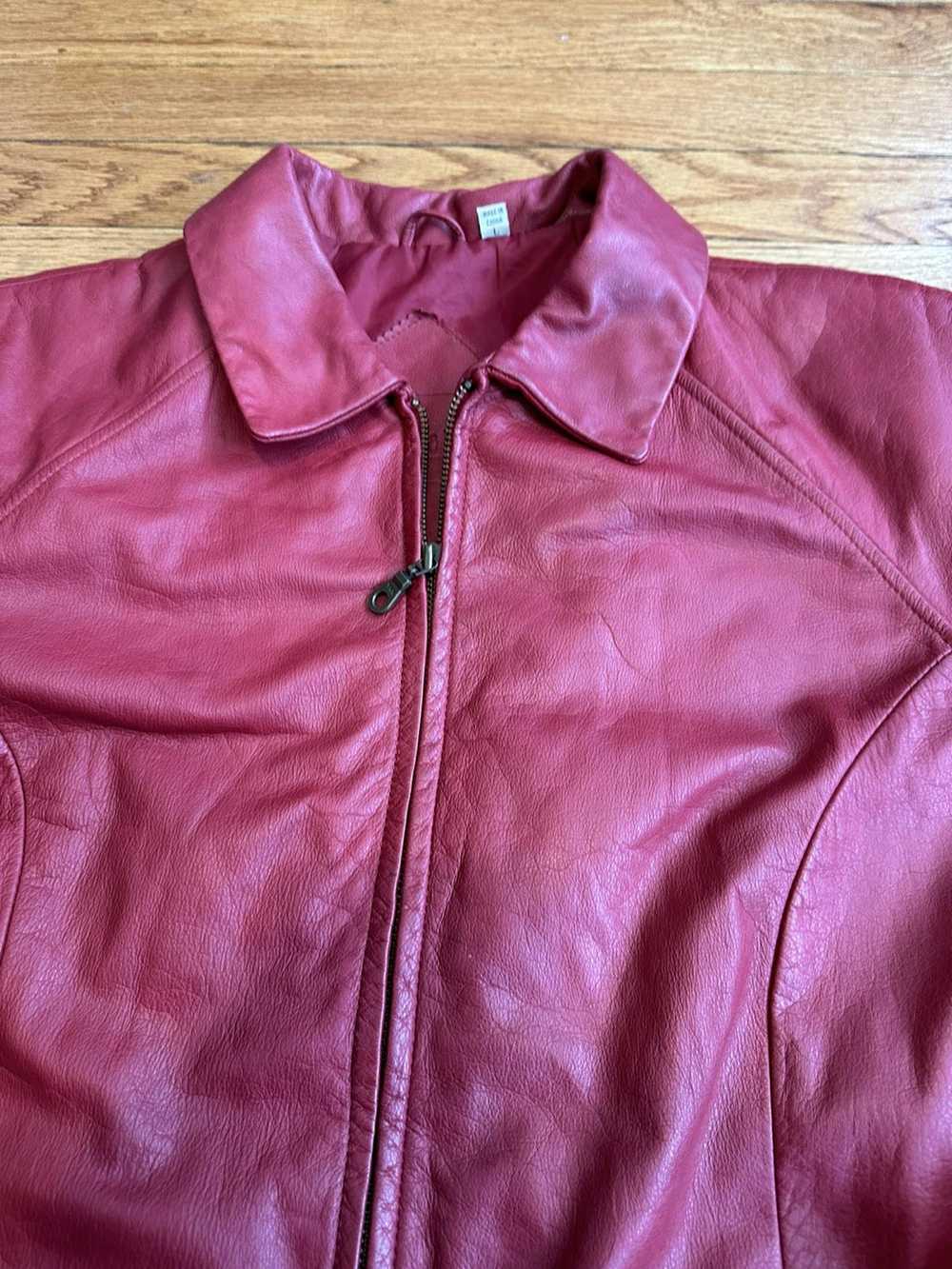 Rare × Vintage 90s Vintage Red Genuine Leather Ja… - image 6