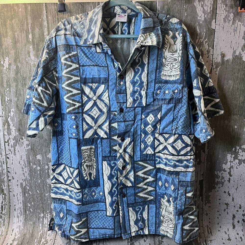 Other Vintage Go Barefoot Hawaiian Shirt XL Blue … - image 1