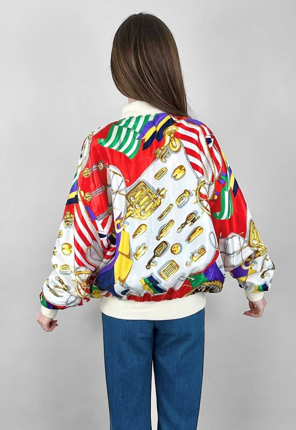 80's Baroque Bomber Jacket "GDT Too" One Size Whi… - image 4