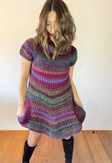 Y2k vintage rainbow knit wool blend turtle neck mi