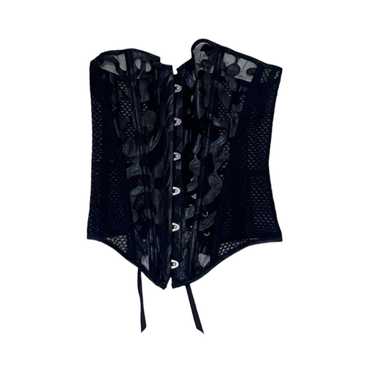 Faux leather zip up underboob corset with buckles in BLACK