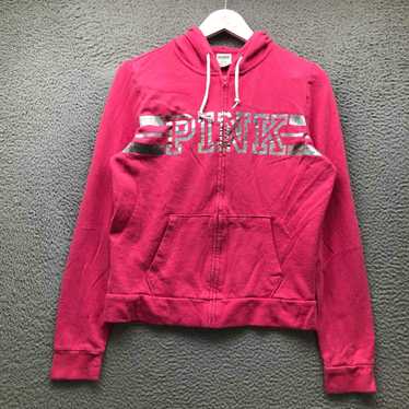 Victoria secret pink rhinestone bling hoodie full zip up jacket rare small  