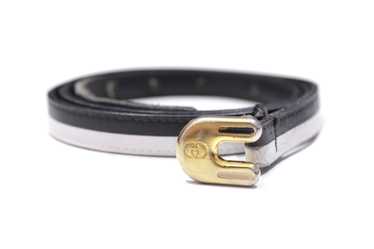 Gucci 80S GG Logo Leather Thin Belt Vintage - image 1