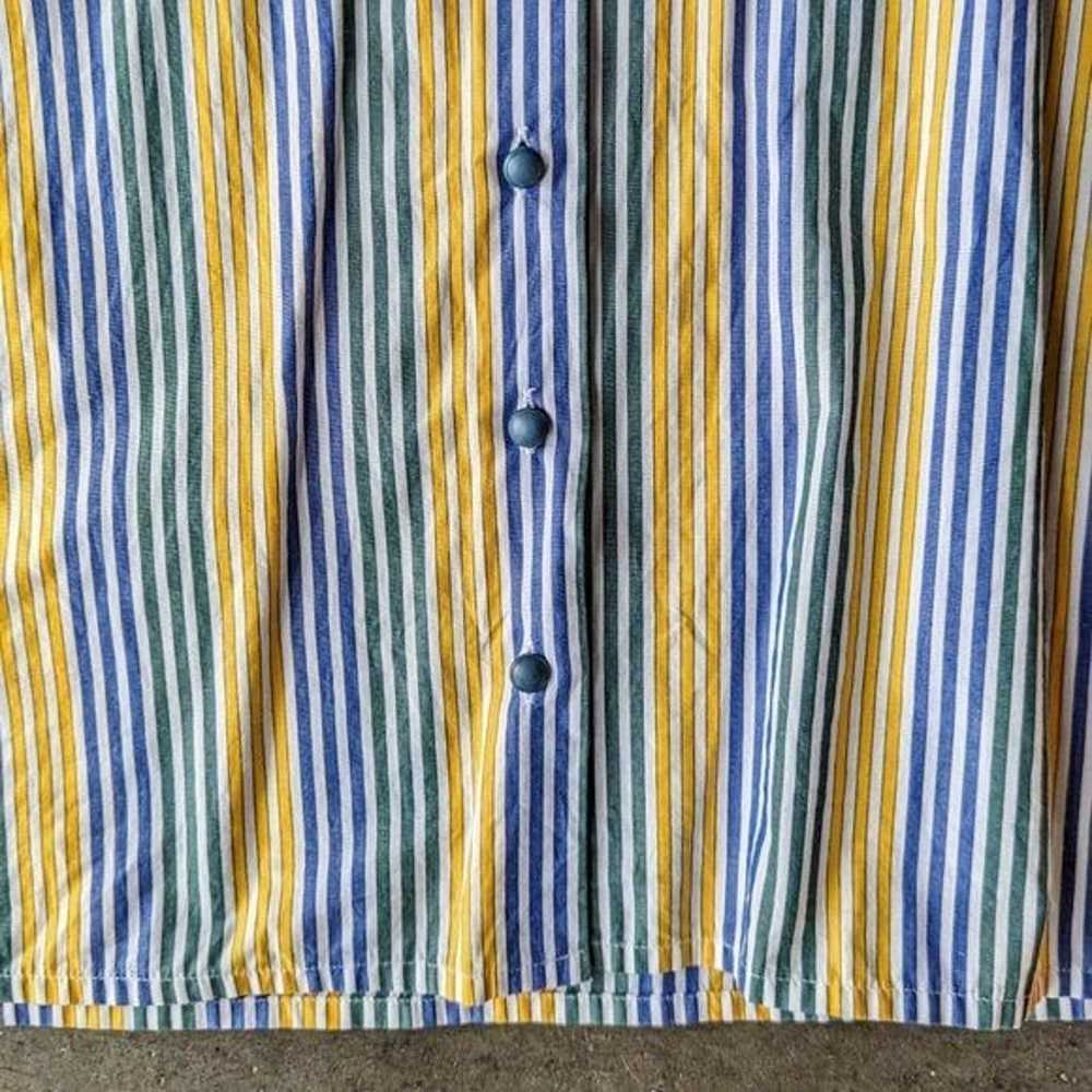 Vintage Gratz Blue Green Yellow Striped Puff Slee… - image 7