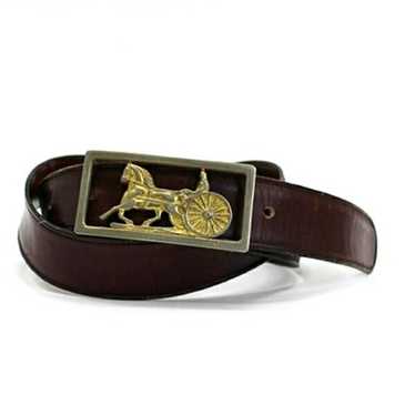 Celine Celine Leather Belt Carriage Buckle Wine R… - image 1