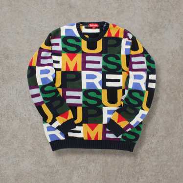 Supreme FW18 Big Letters Intarsia Knit Logo Sweater M… - Gem