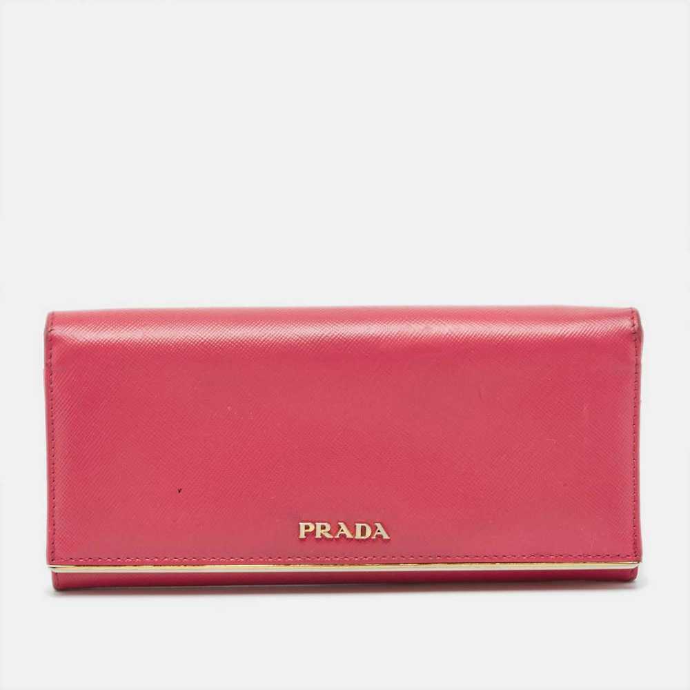Prada PRADA Pink Saffiano Leather Metal Detail Co… - image 1