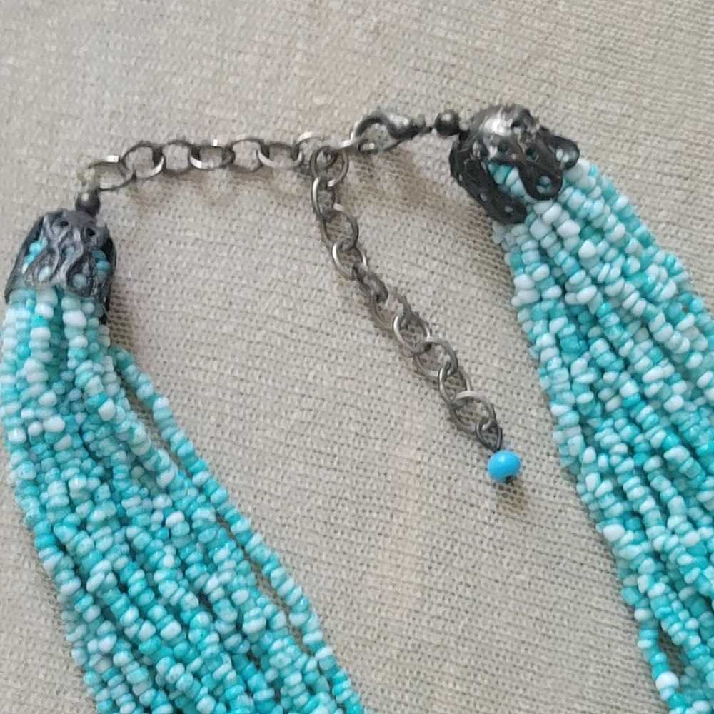 Vintage seed bead Necklaces. Turquoise and Coral … - image 7