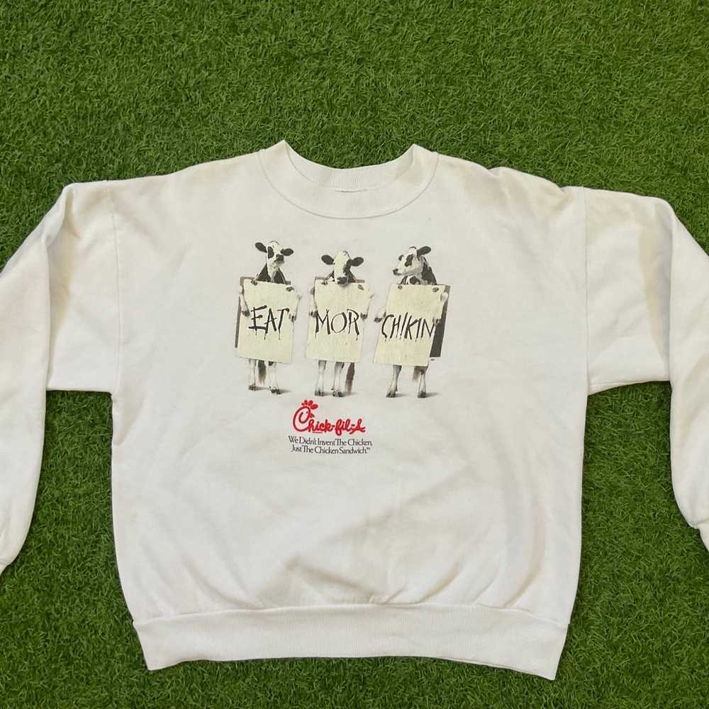 Vintage y2k chic fil a white sweater crew neck si… - image 2