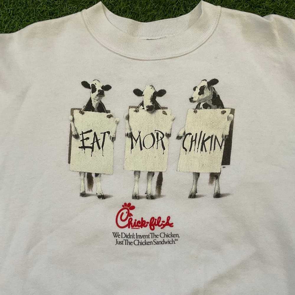 Vintage y2k chic fil a white sweater crew neck si… - image 3